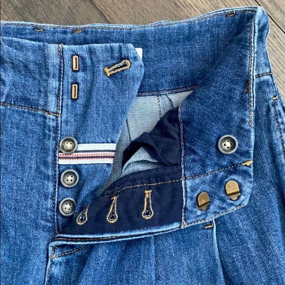 Pilcro high Rise Pleated Wide Leg Denim Crops - Picture 5 of 8